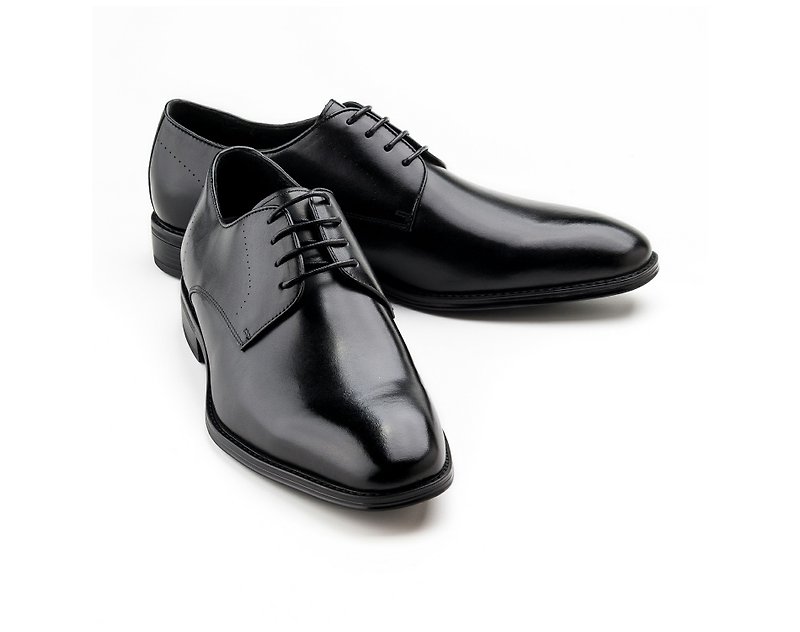 [Amadeus] Hand-painted casual leather shoes classic black - รองเท้าหนังผู้ชาย - หนังแท้ 