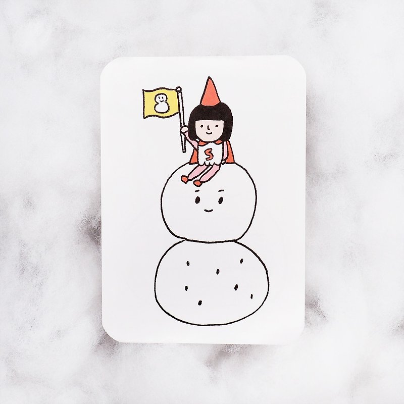 雪だるま友人/フィレットはがき - カード・はがき - 紙 ホワイト
