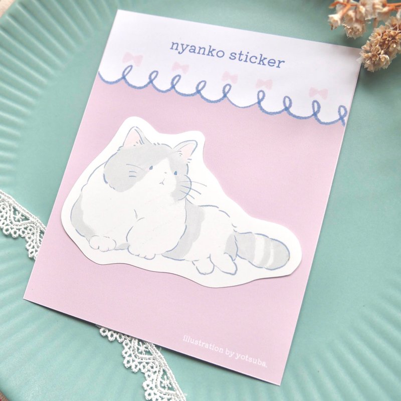 貼紙 轉頭貓咪 - 貼紙 - 紙 白色