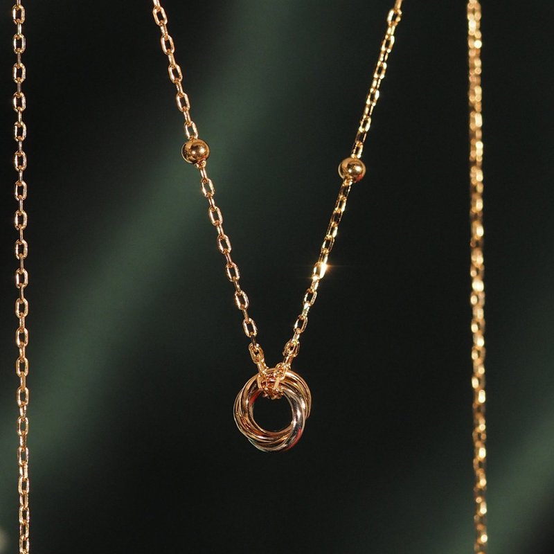 18K Gold The Tri-Colored Love Knot Necklace - Necklaces - Precious Metals 