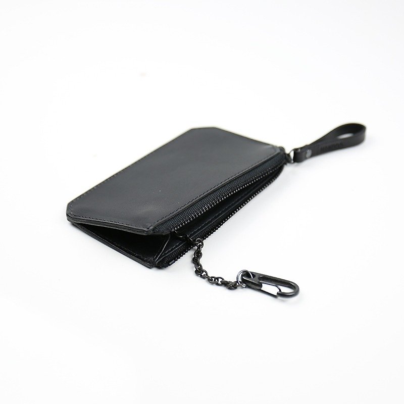 【 HANDOS 】輕便鑰匙零錢包 - 黑 - 零錢包/小錢包 - 真皮 黑色