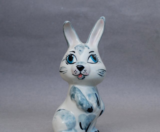 磁器うさぎの置物うさぎフィギュア陶器動物像かわいいうさぎ