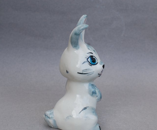 磁器うさぎの置物うさぎフィギュア陶器動物像かわいいうさぎ