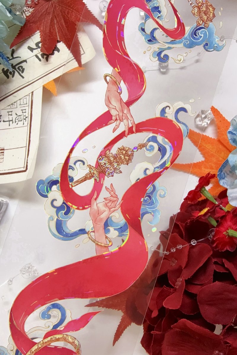 涅槃-鬧海 PET 紙膠帶 貝殼光 10米卷 - 紙膠帶/和紙/PET - 其他材質 