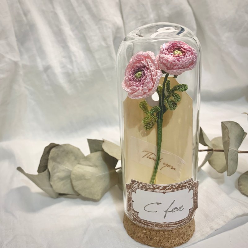 Peony 牡丹 鉤織 編織 胸針 襟花 襟針 瓶中花 裝飾 小擺設 - 胸針 - 棉．麻 粉紅色