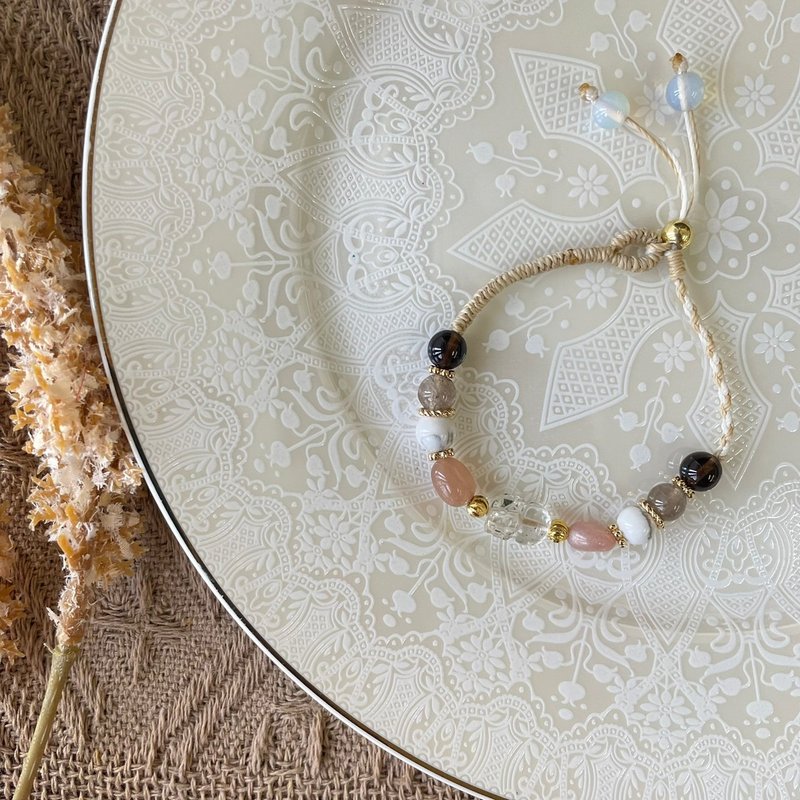 平安白水晶貔貅編織手鍊 - 手鍊/手環 - 水晶 