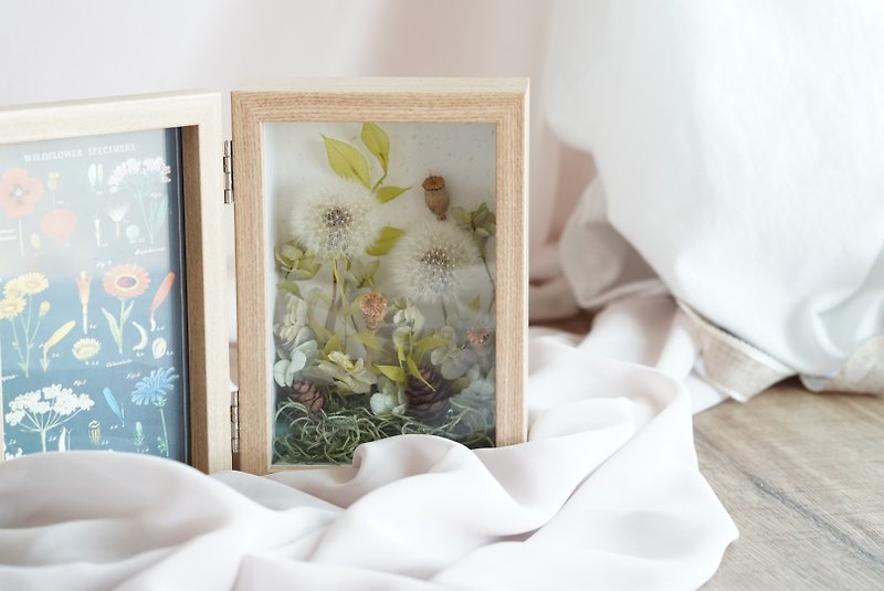 [Customized Gift] Photo Frame Dandelion Earth Tone Birthday Gift Graduation Gift - Dried Flowers & Bouquets - Plants & Flowers Green