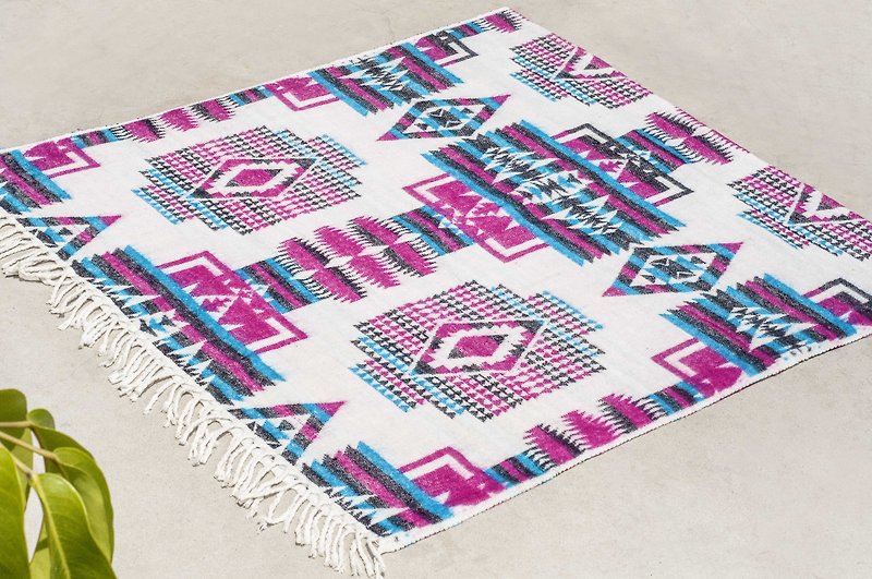 Christmas gift ethnic shawl / boho knitted scarf / ethnic totem scarf / knitted shawl / blanket (made in nepal)-Wandering border Bohemian ethnic geometric totem - ผ้าพันคอถัก - ขนแกะ หลากหลายสี