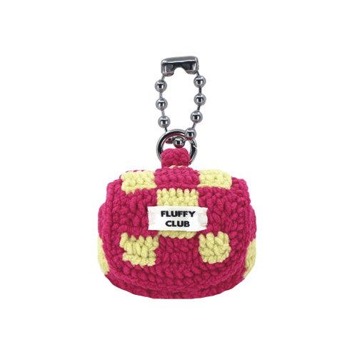 Fluffy Club 'CHECKMATE!' checkerboard AirPods 3 & Pro Case (PINK YELLOW GIANT BALL CHAIN)