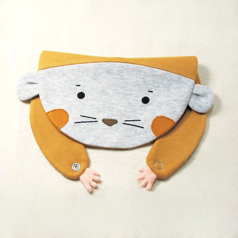 Little sweet mouse bib saliva towel - ผ้ากันเปื้อน - ผ้าฝ้าย/ผ้าลินิน สีส้ม
