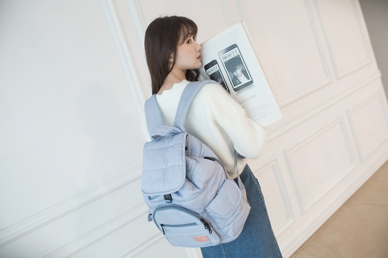 [Fu Fu Bao] Backpack after the beam - 恬静丹宁蓝 - กระเป๋าคุณแม่ - เส้นใยสังเคราะห์ สีใส