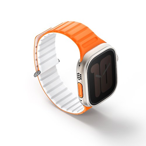 UNIQ Revix Apple Watch 49/45/44/42mm 雙色防水矽膠磁吸錶帶-橘白