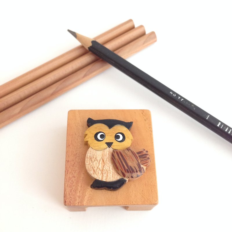 【手工木製x貓頭鷹復古削鉛筆機】✦十二月 - 其他 - 木頭 咖啡色