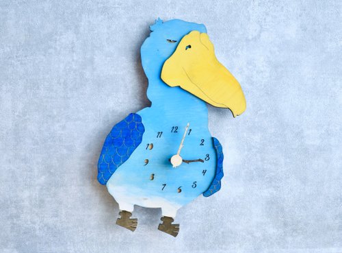 電影森林 ハシビロコウと悠々自適に過ごせる時計 木製 掛け時計
