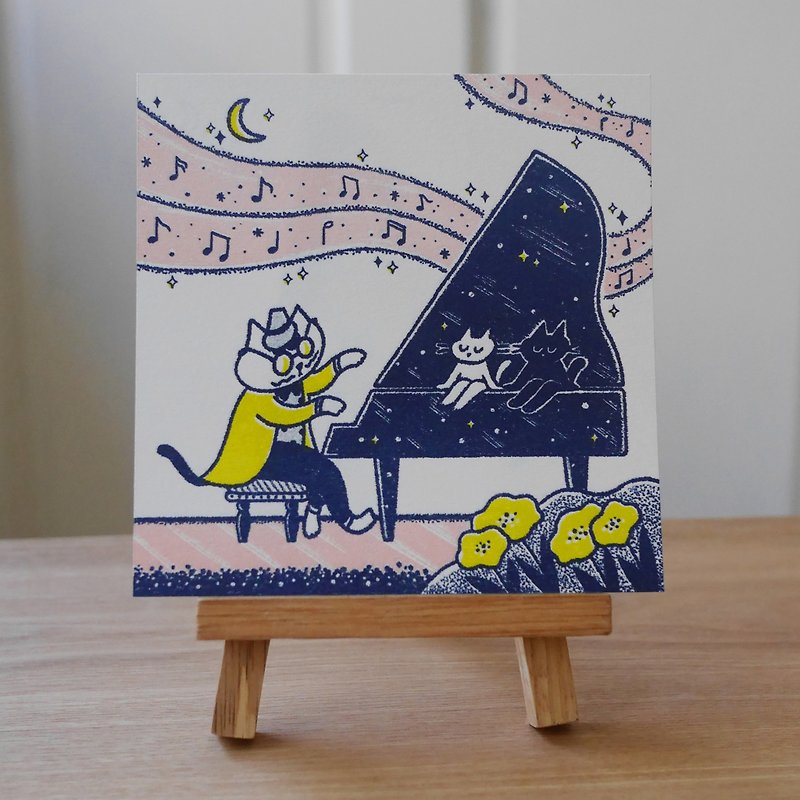 Uncle Cat∕ Piano Postcard - Cards & Postcards - Paper Pink