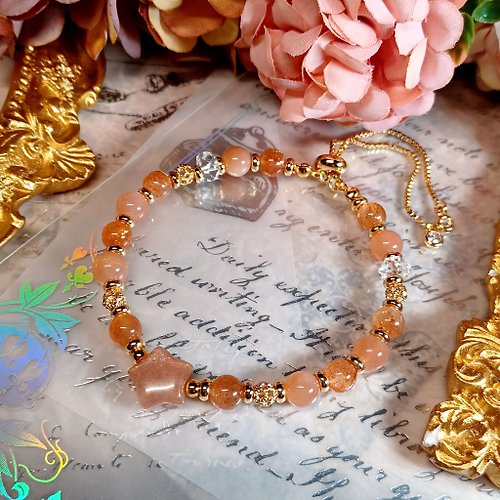 Camellia Adornments 【橙月亮】天然水晶手鍊手串 DIY手鏈設計款 - 客製化禮物