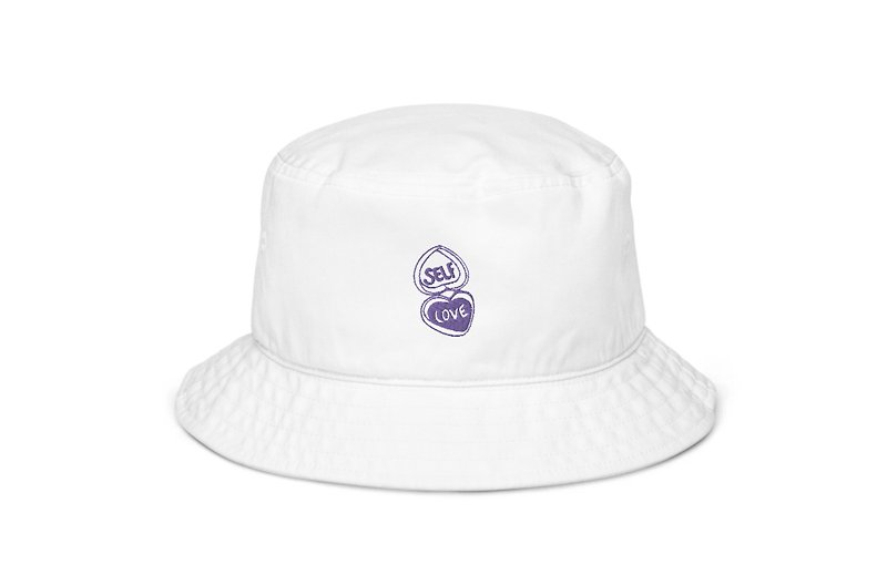 Self Love Bucket Hat - Hats & Caps - Cotton & Hemp White