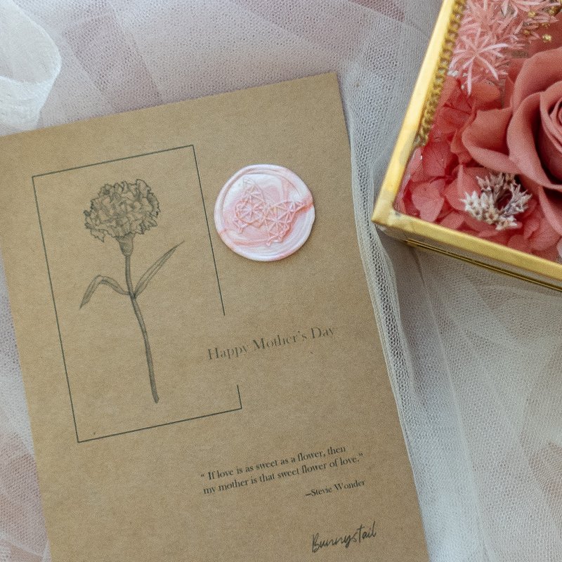 【Mother's Day Special】Hand-painted carnation card - การ์ด/โปสการ์ด - กระดาษ สีกากี