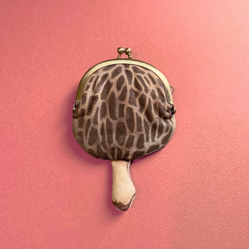 アミガサタケがま口 / kinoko gamaguchi purse -Morchella esculenta-財布,小銭入れ,ポーチ,coin case - 化妝包/收納袋 - 棉．麻 咖啡色