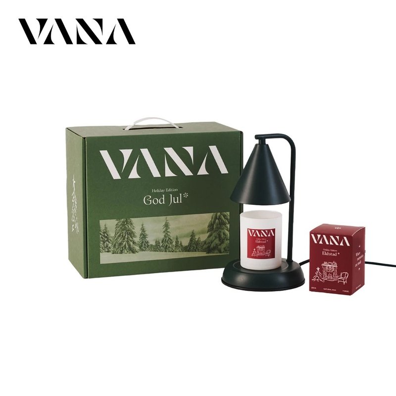 Lagom No.24 森林綠金屬款香氛暖燈禮盒 - 200g肉桂香料調蠟燭 - 燈具/燈飾 - 蠟 綠色