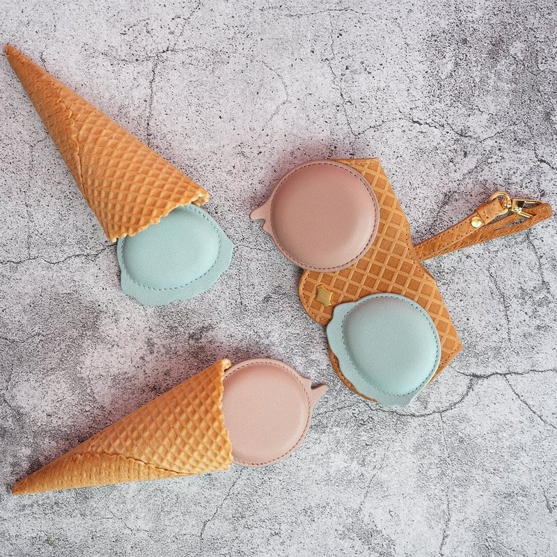 ANY DI German Fashion Leather Glasses Bag - Double Ball Ice Cream for Summer - อื่นๆ - หนังแท้ 