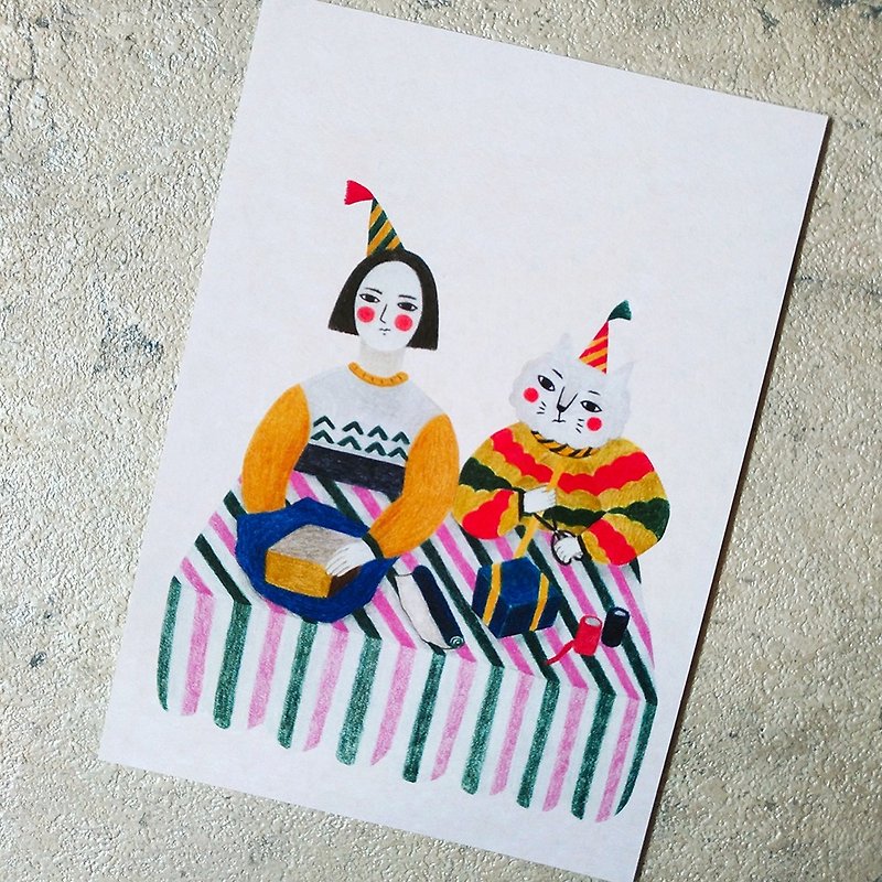 Give you a gift / double-sided postcard - Cards & Postcards - Paper 
