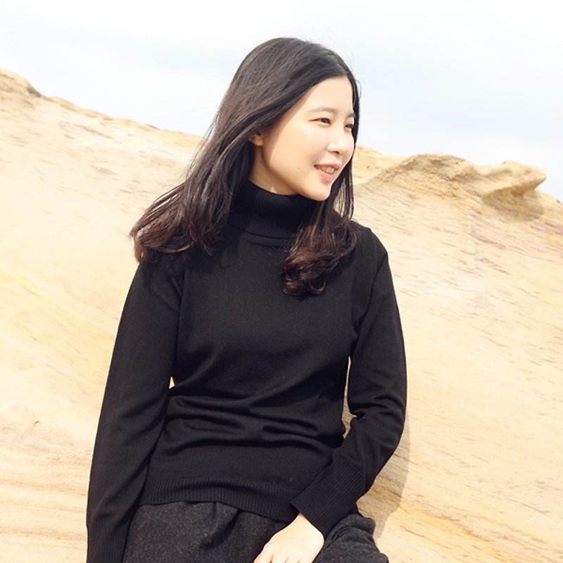[Tip cloth for the view of the sea] Merino pure wool high collar sweater sweater - สเวตเตอร์ผู้หญิง - ขนแกะ 