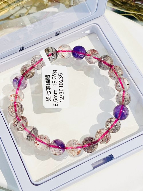 晶玉良言閣 精品玻璃體超級七半盆彼岸花多礦水晶8.5mm/19.39g手珠多方面磁場