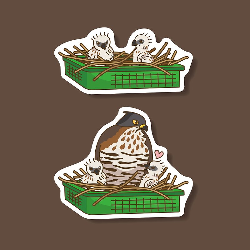 Knife Die Sticker | Kaohsiung Vegetable Basket Crested Goshawk | Vegetable Basket Kitty | Vegetable Basket Crested Head - Stickers - Paper Blue