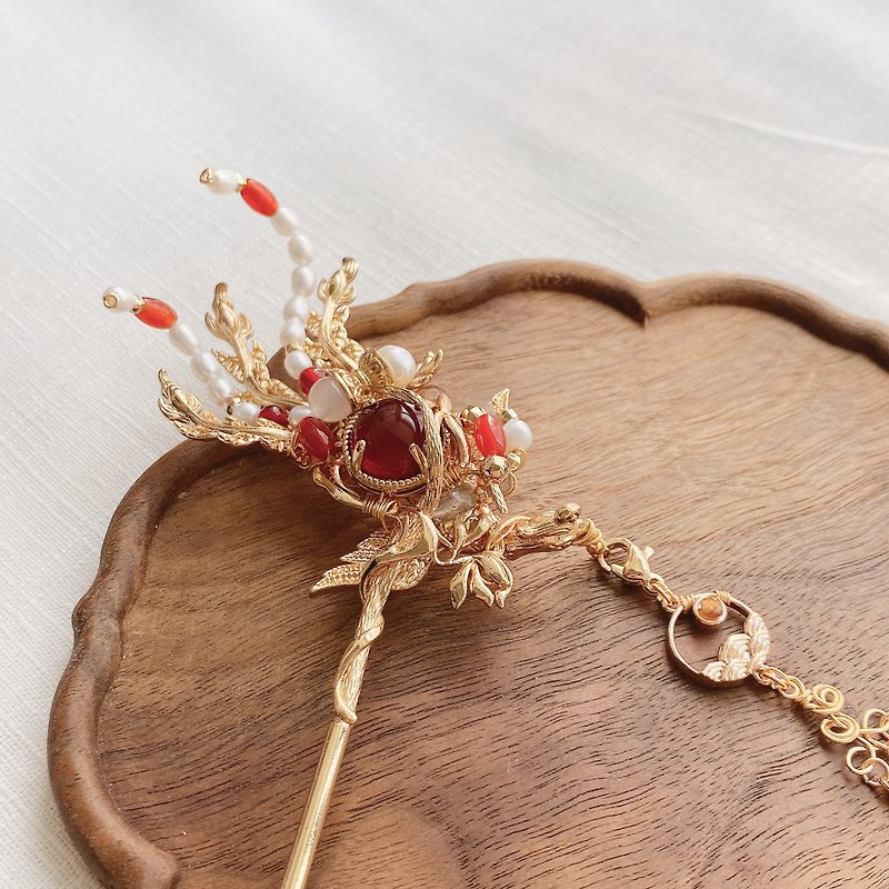 【Fengxi】hairpin hair accessories - Hair Accessories - Copper & Brass Red