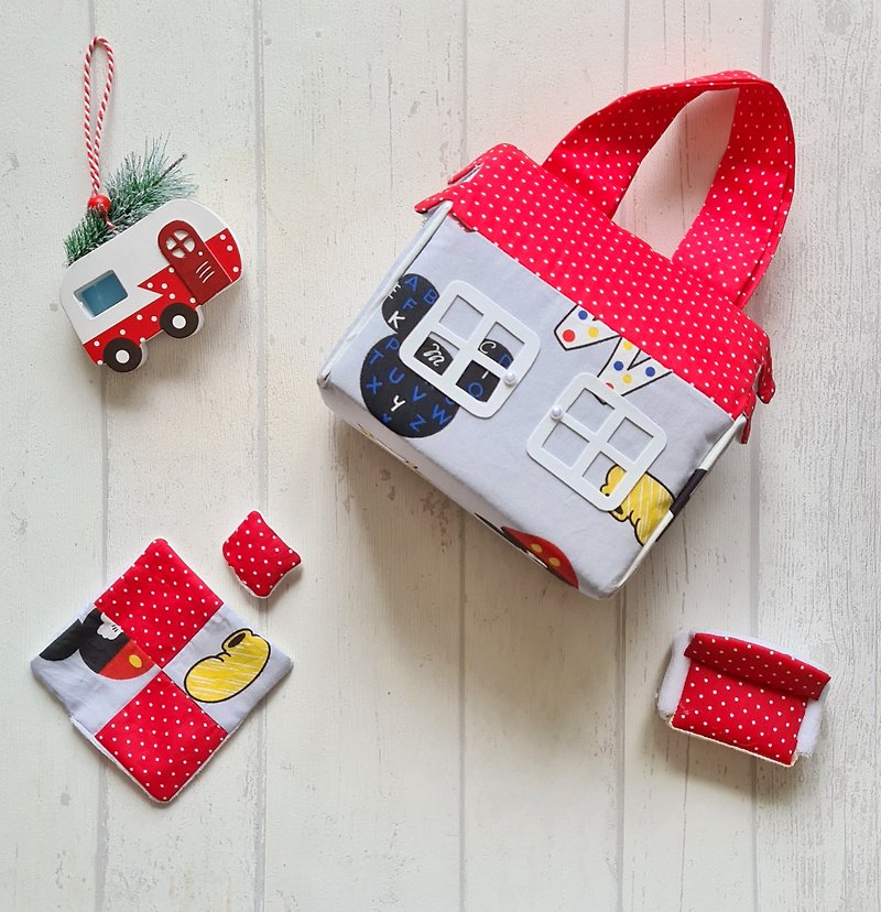 Best gift for kids. Dollhouse. Kids toy. Toddler gift. Kawaii toy. Bag for kids - Baby Gift Sets - Cotton & Hemp Red