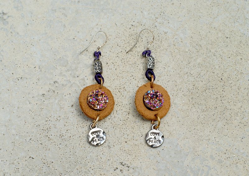 Handmade sparkling mini color crystal 925 white fungus hook Love&Peace - Earrings & Clip-ons - Other Metals Purple