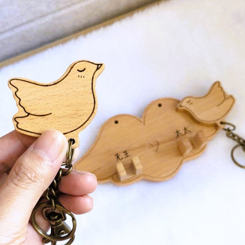 情鳥鑰匙圈掛板 - 客製化刻字 -【掛板系列】 - 居家收納/收納盒/儲物盒 - 木頭 