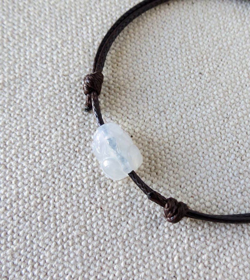 Year of the Zodiac【Lucky Pixiu】Ice Jadeite Korean Wax Bracelet** - Bracelets - Gemstone Transparent