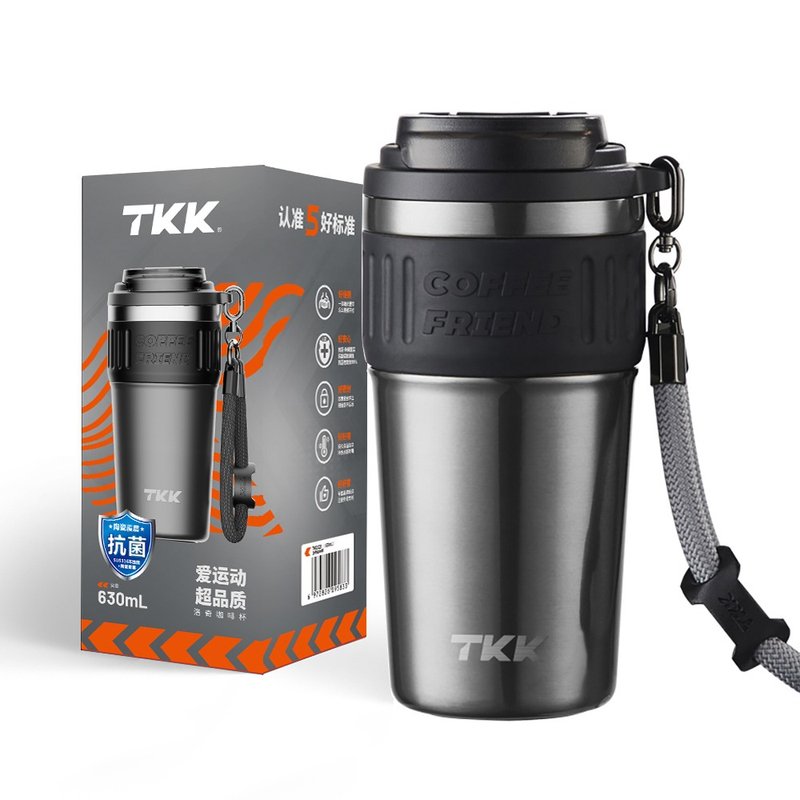 [TKK] Lodge Series 316 Stainless Steel x Ceramic Spray Insulated Coffee Cup 630ML-Tungsten Steel Color - Pitchers - Stainless Steel Black