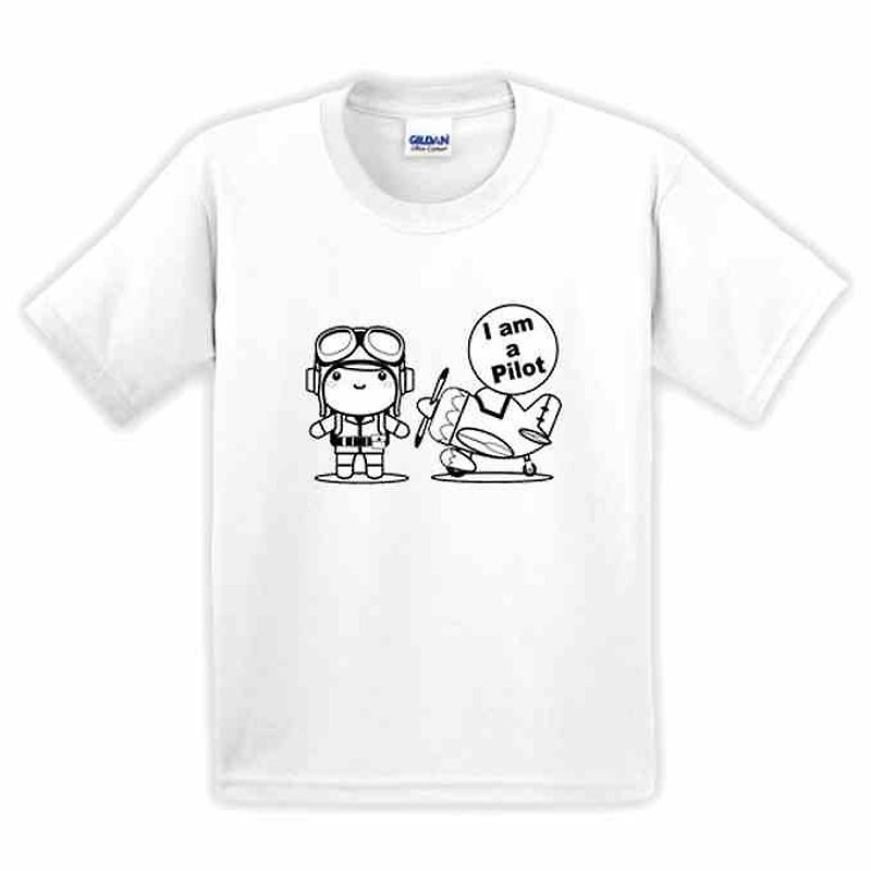 Stained T-Shirt | Little pilots | American cotton T-shirt | Kids | Family fitted | Gifts | painted | White - อื่นๆ - ผ้าฝ้าย/ผ้าลินิน 