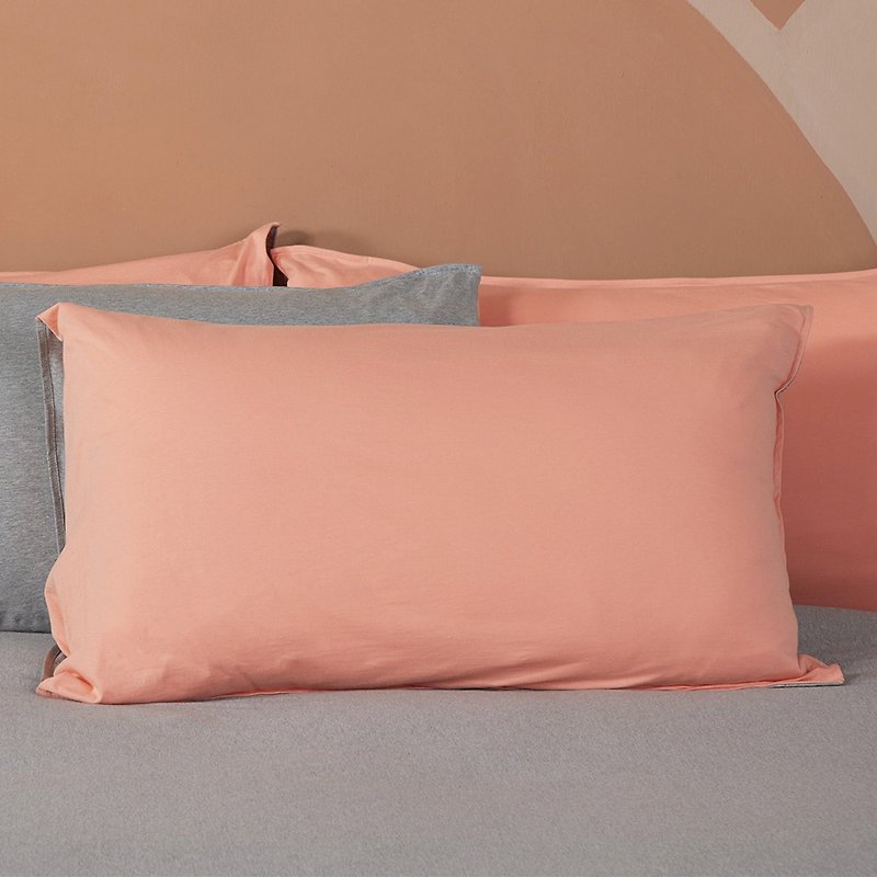 Plain Two-color Splicing Envelope Pillowcase 1 Pack-Mist Gray/Melon Orange - Pillows & Cushions - Cotton & Hemp Orange