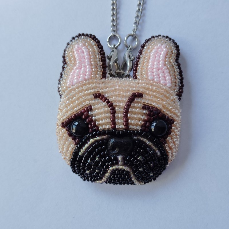 French Bulldog Fawn Black Mask Charm, Bag Charm, Keychain - Charms - Other Materials 