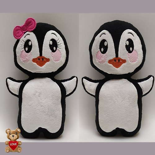 Tasha's craft Personalised embroidery Plush Soft Toy Christmas Penguin