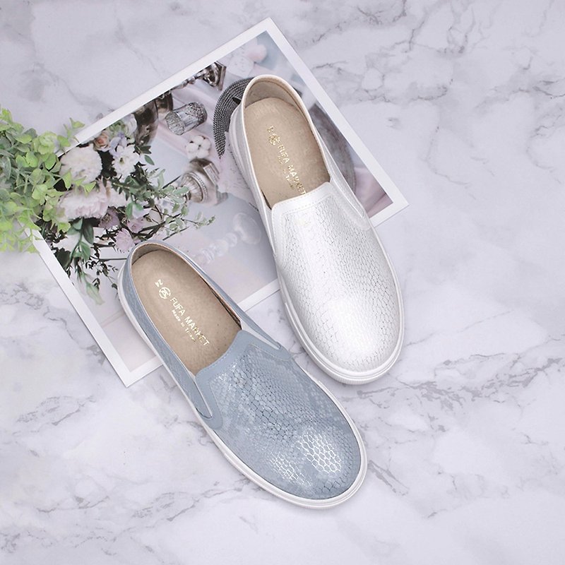 Luxurious pearl texture loafers 1BC80 - รองเท้าบัลเลต์ - หนังเทียม ขาว