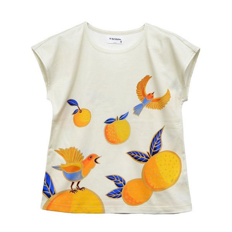 フレンチスリーブTee - Mikan&Komadori - Tシャツ - コットン・麻 オレンジ