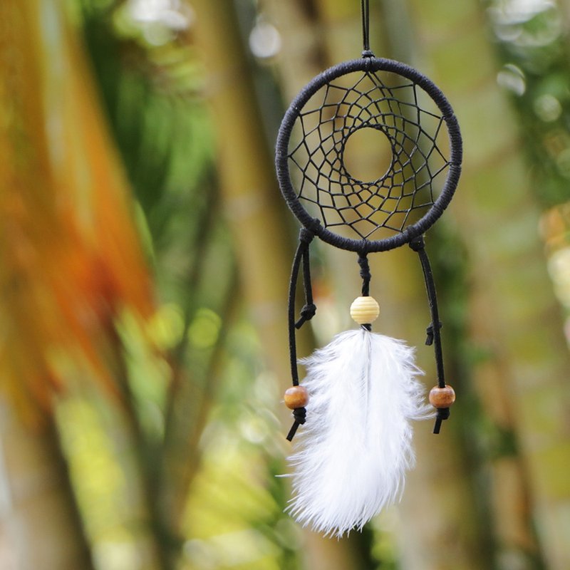 極簡風格丨禮物 手工編織 Dreamcatcher 捕夢網 吊飾-沉穩黑 - 其他 - 其他材質 黑色