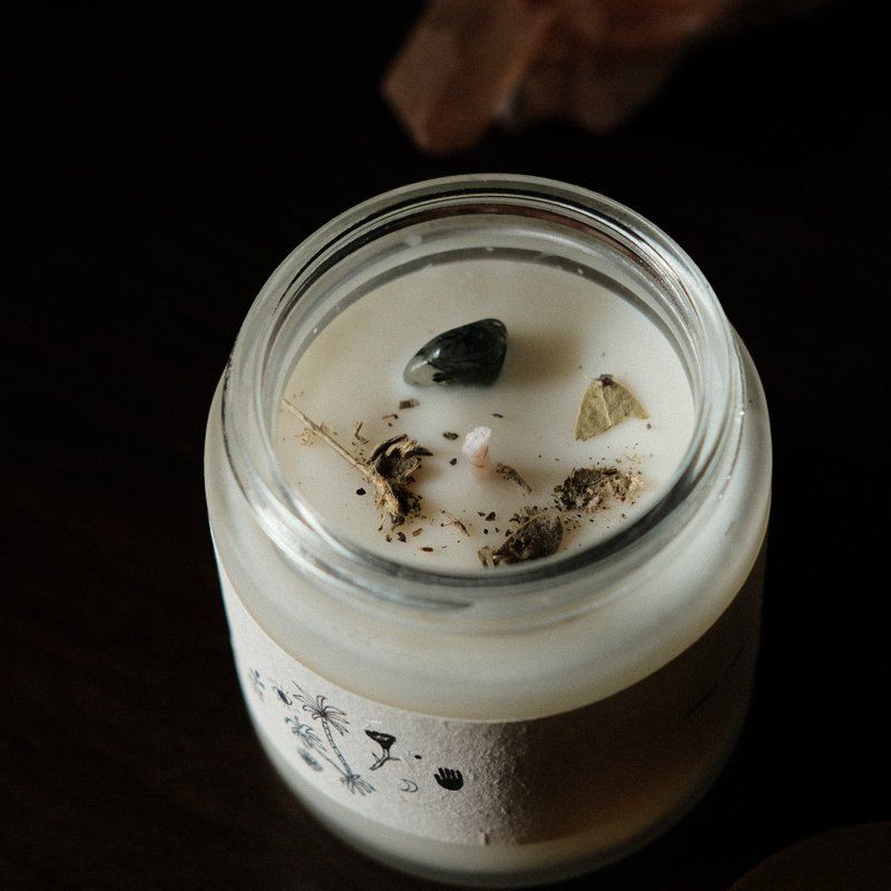 季節限定 | 水晶花草蠟燭  黃昏舊城 - 香氛蠟燭/燭台 - 蠟 白色