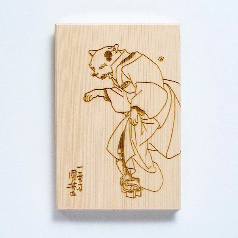 Ukiyo-e Goshuinchou kimono cat notebook *pale yellow - สมุดบันทึก/สมุดปฏิทิน - ไม้ สีนำ้ตาล