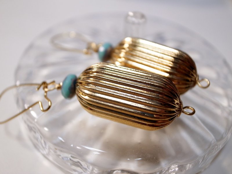 Abu Dhabi blue gold earrings - Earrings & Clip-ons - Other Metals Gold