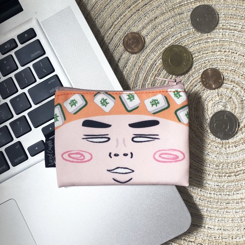 World-weary face mahjong printing long coin purse and a sparrow - Coin Purses - Cotton & Hemp Multicolor