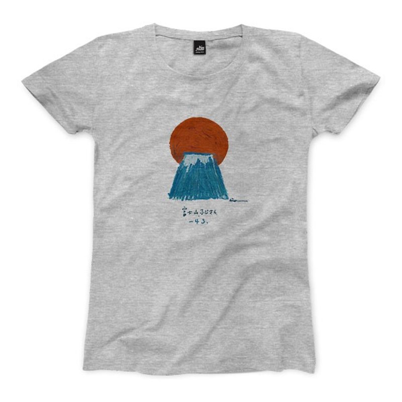Mount Fuji - Dark Grey - Female T-shirt - เสื้อยืดผู้หญิง - ผ้าฝ้าย/ผ้าลินิน 