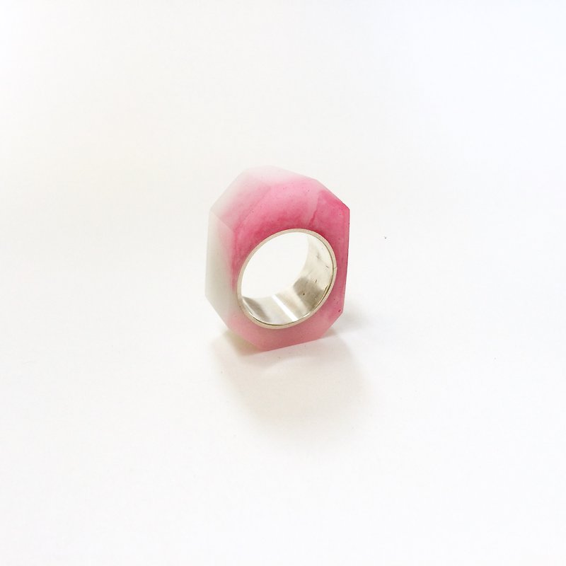 PRISMリング　シルバー・ピンクホワイト - 戒指 - 樹脂 白色