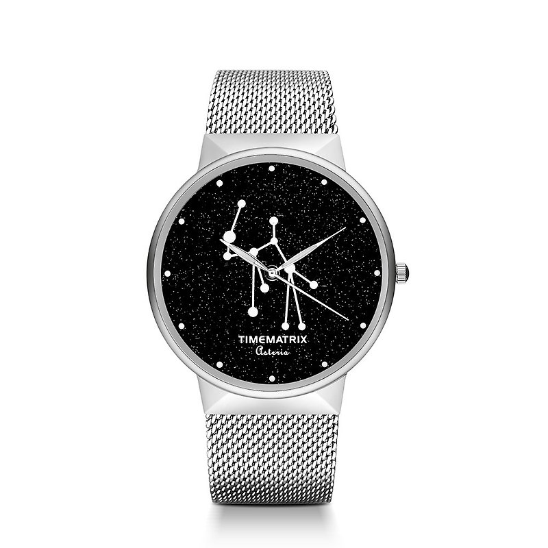 [Danish Star Gemstone] Virgo Time Matrix Constellation Creative Fashion Men's and Women's Quartz Watches - Women's Watches - Stainless Steel Silver