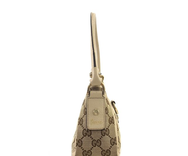日本直送 名牌中古包 】GUCCI グッチ GG キャンバス レザー ホーボー
